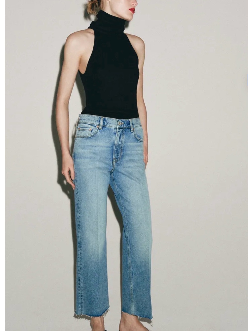 Zara High-Rise Straight Leg Women’s Jeans in Light Blue